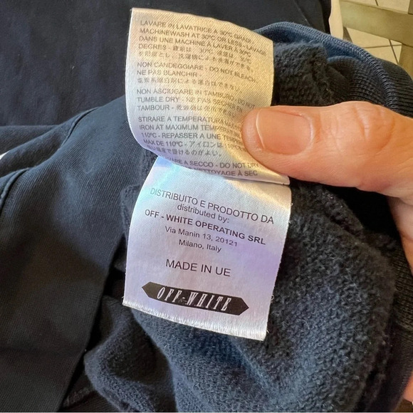 Off White Blue Collar Crewneck Sweater Virgil Abloh Streetwear Logo Small Black - Picture 8 of 13